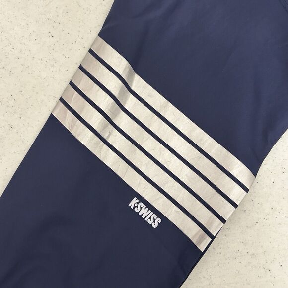 K Swiss Cropped full zip jacket Womens XS Blue Striped Windbreaker pockets - Picture 9 of 13